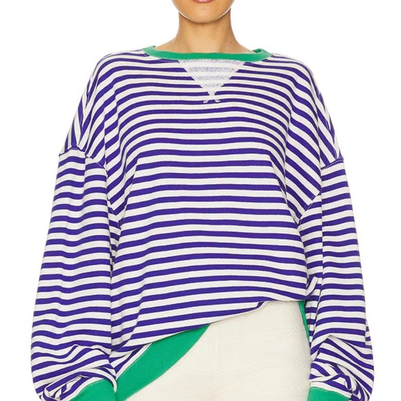 We The Free Tops - Free People Classic Striped Crew in Sand Dollar Combo Size XS NWOT Retail $98